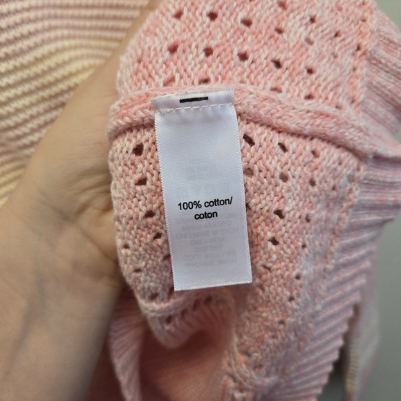 Maurices Large Knit Striped Sweater Pink Yellow Cross Back - Picture 7 of 7